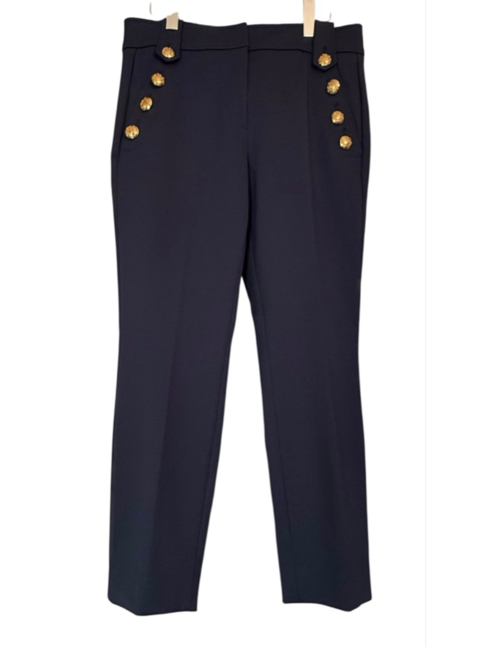 WHBM Navy Blue Jolie Button Straight Leg Comfort Stretch Pant 10 - Picture 4 of 15